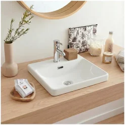 Mob-In Vasque semi encastrée carrée en céramique blanche 37cm