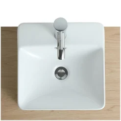 Mob-In Vasque semi encastrée carrée en céramique blanche 37cm
