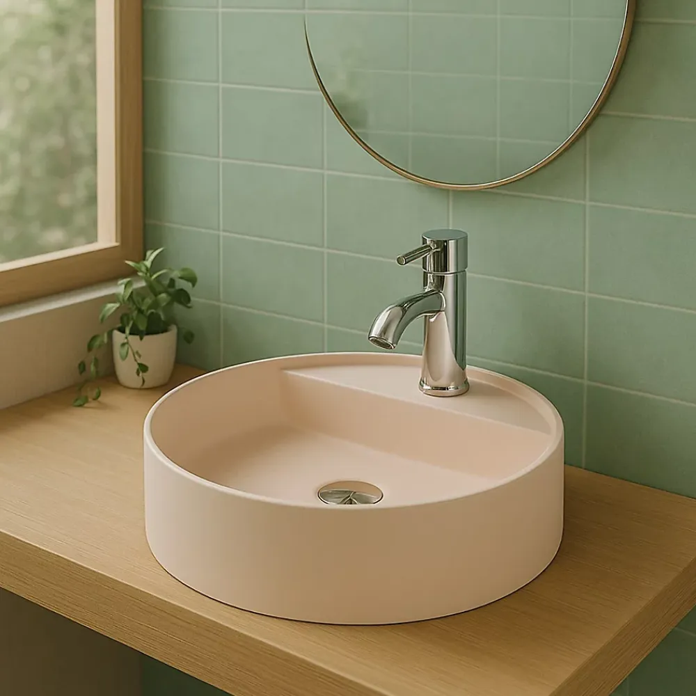 Ambra Vasque Semi-Encastrée - 42,5 cm - en Solid surface - Beige Rosé - Aurélie