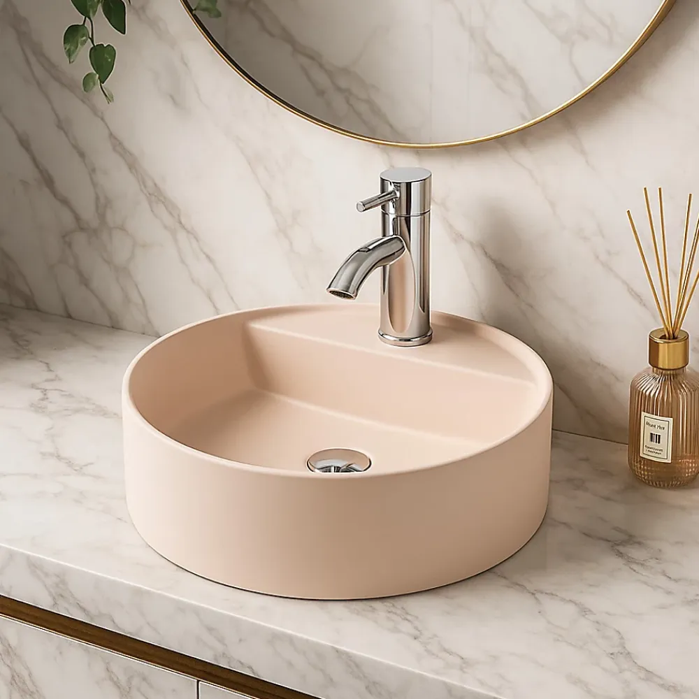 Ambra Vasque Semi-Encastrée - 42,5 cm - en Solid surface - Beige Rosé - Aurélie