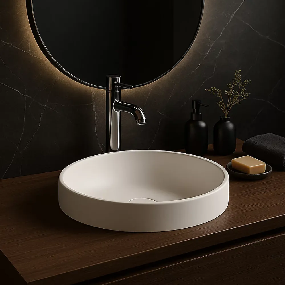 Ambra Vasque semi-encastrée 40 cm en Solid surface - Lucia