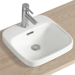 Vasque À Encastrer|Homesight Vasque semi-encastrée carrée céramique blanc Carla