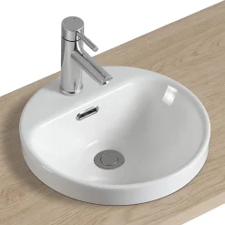 Homesight Vasque semi-encastrée ronde céramique blanc Carla