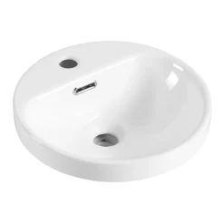 Homesight Vasque semi-encastrée ronde céramique blanc Carla