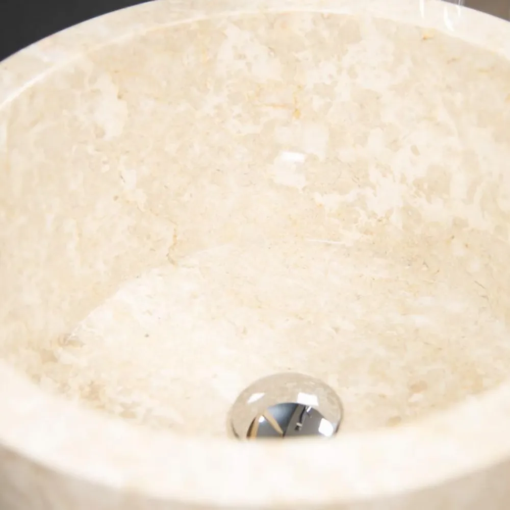 Lavabo|Wanda Collection Vasque sur pied conique en marbre Florence crème
