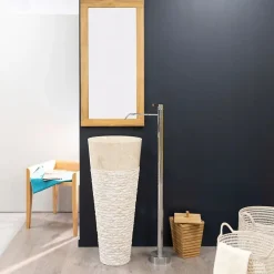 Lavabo|Wanda Collection Vasque sur pied conique en marbre Florence crème