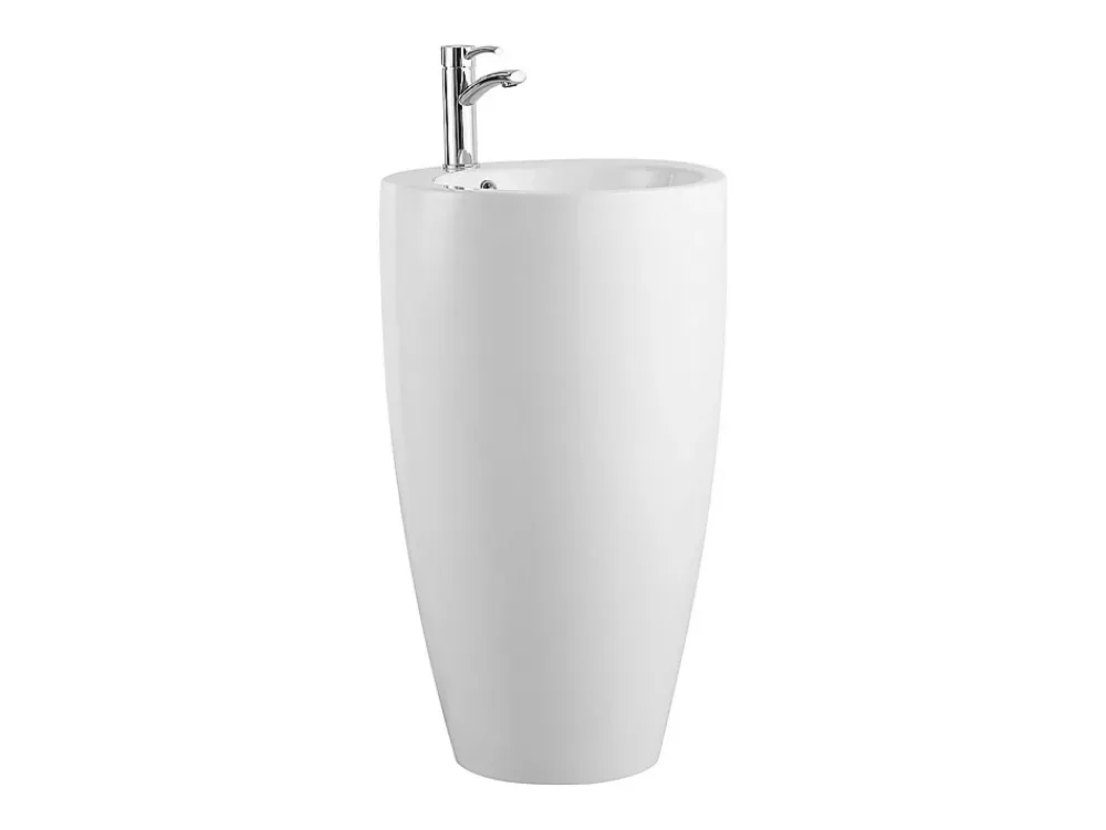 Vente-unique Vasque sur pied cylindrique blanche - D50 x H83 cm - MILOS II