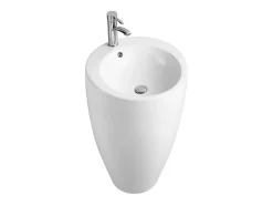 Vente-unique Vasque sur pied cylindrique blanche - D50 x H83 cm - MILOS II