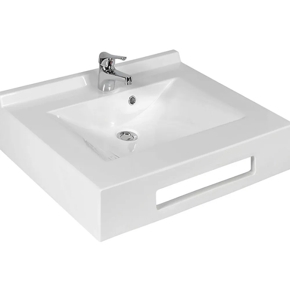 Plan Vasque Lave-Mains|Cuisibane Vasque suspendue carrée EVIDENCE 70 cm - blanc