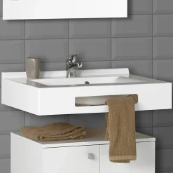 Plan Vasque Lave-Mains|Cuisibane Vasque suspendue carrée EVIDENCE 70 cm - blanc