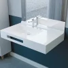 Plan Vasque Lave-Mains|Cuisibane Vasque suspendue EVIDENCE 90 cm déporté à gauche - Blanc