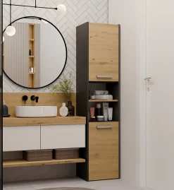 Colonne De Salle De Bains|Topeshop VERONA - Armoire de salle de bains - 170x40x30 cm - Meuble colonne de rangement SDB