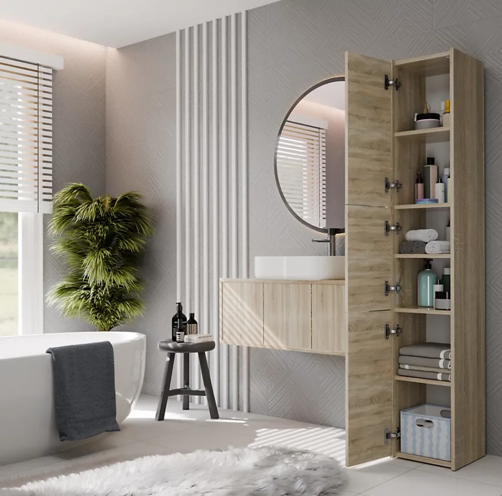 Topeshop VERONA - Colonne de salle de bain 30x30x170 - Meuble salle de bain - Rangement salle de bain - Colonne rangement