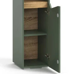 Colonne De Salle De Bains|Vicco Vert/Artisan 30x180cm avec portes et compartiments ouverts