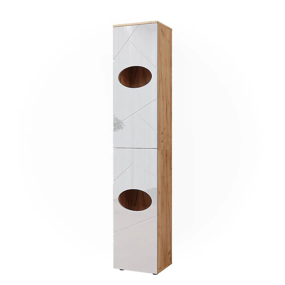 Vicco Armoire à linge Chêne doré/blanc brillant 37.2x192cm