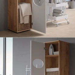 Vicco Armoire à linge Chêne doré/blanc brillant 37.2x192cm