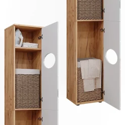 Vicco Armoire à linge Chêne doré/blanc brillant 37.2x192cm