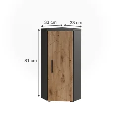 Armoire De Salle De Bains|Vicco Armoire dangle Anthracite/Artisan 33x81cm avec 3 étagères