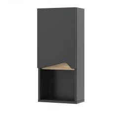 Armoire De Salle De Bains|Vicco Armoire de Anthracite 30x67cm avec porte et compartiment ouvert