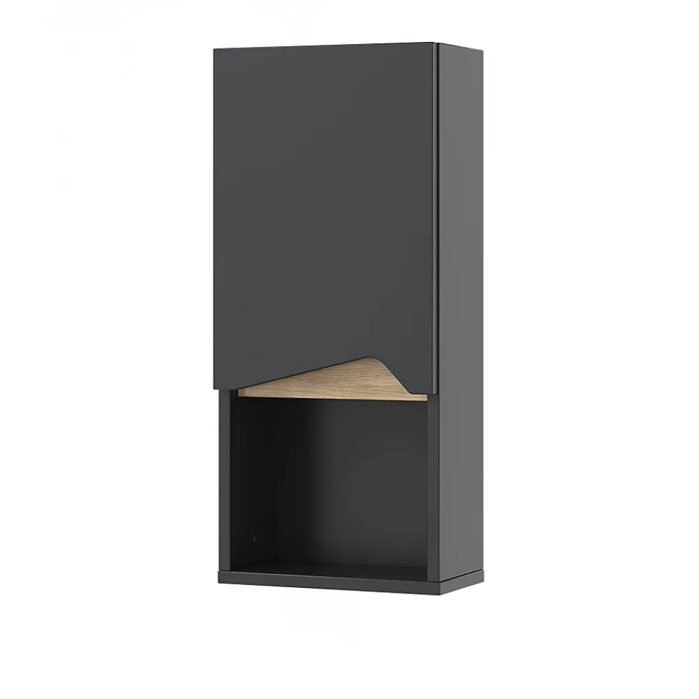 Armoire De Salle De Bains|Vicco Armoire de Anthracite 30x67cm avec porte et compartiment ouvert