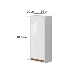 Vicco Armoire de Blanc brillant/Chêne doré 81.6x35cm avec porte