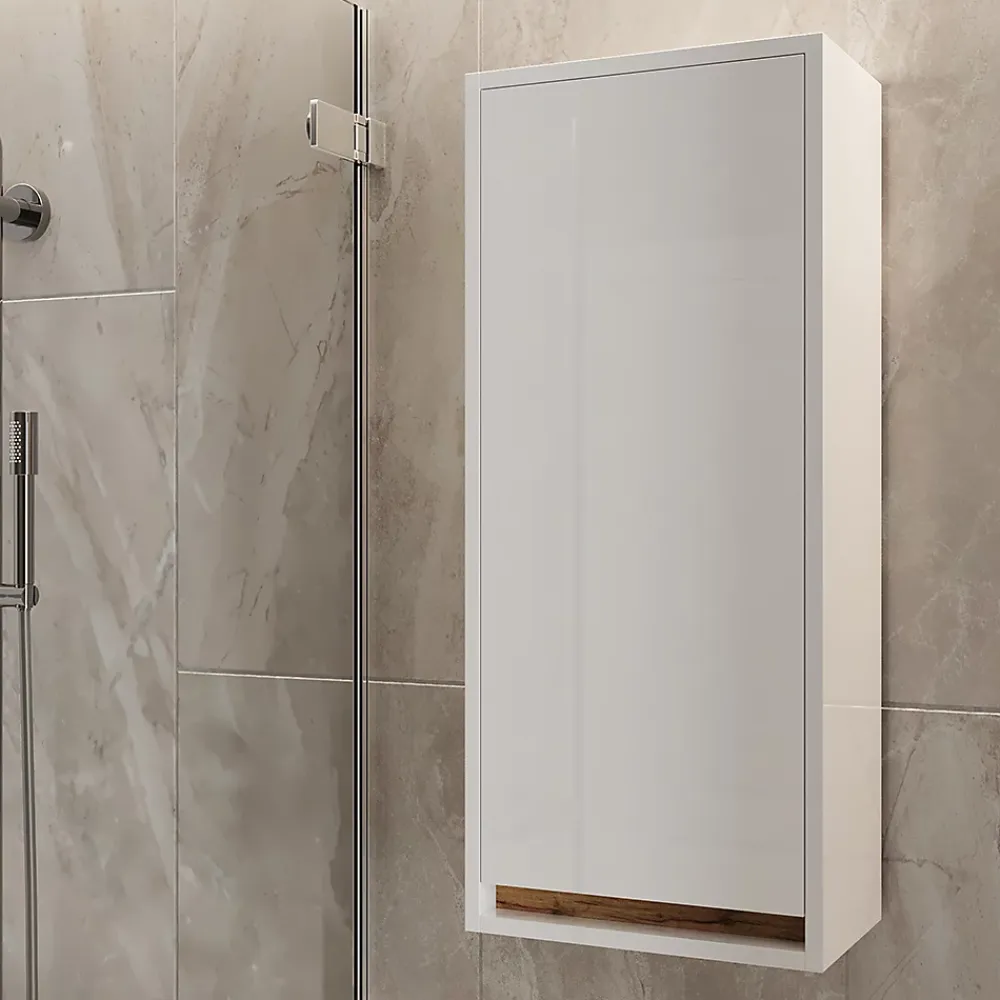 Vicco Armoire de Blanc brillant/Chêne doré 81.6x35cm avec porte