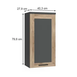 Armoire De Salle De Bains|Vicco Armoire de salle de bain Anthracite/Viking Oak 40.3x79.6cm