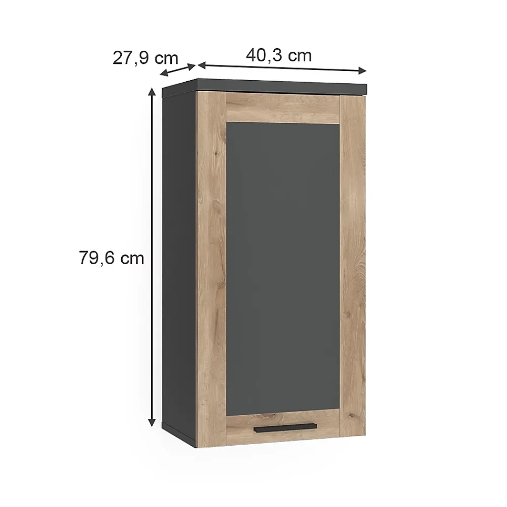 Armoire De Salle De Bains|Vicco Armoire de salle de bain Anthracite/Viking Oak 40.3x79.6cm