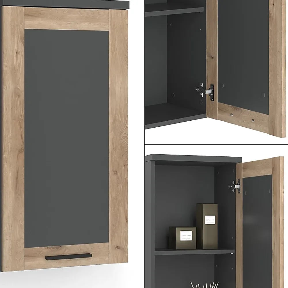 Armoire De Salle De Bains|Vicco Armoire de salle de bain Anthracite/Viking Oak 40.3x79.6cm