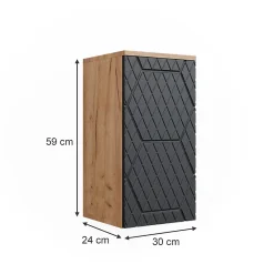 Vicco Armoire de salle de bain Anthracite avec structure en nid dabeille 30x59cm 2 compartiments, salle de bain