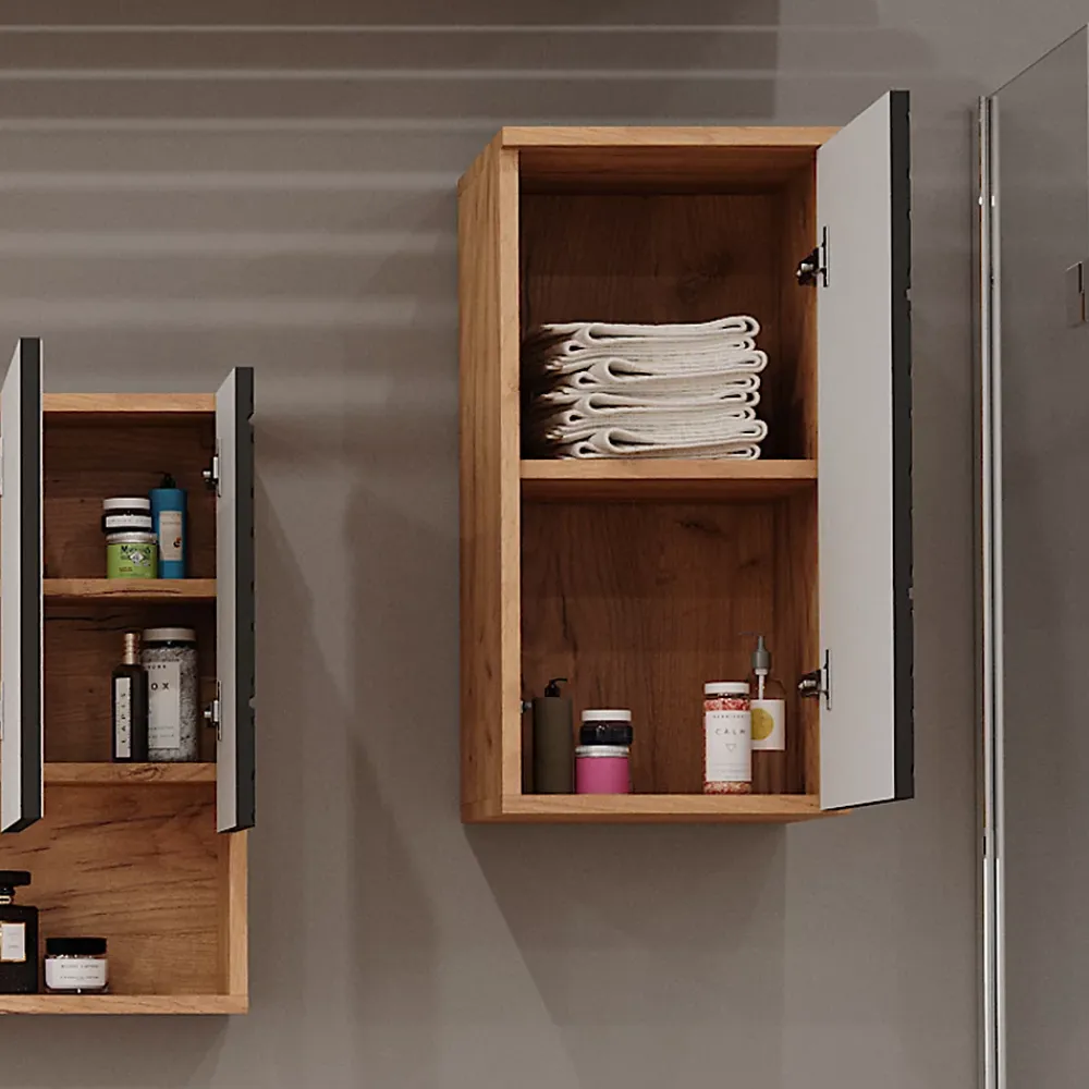 Vicco Armoire de salle de bain Anthracite avec structure en nid dabeille 30x59cm 2 compartiments, salle de bain