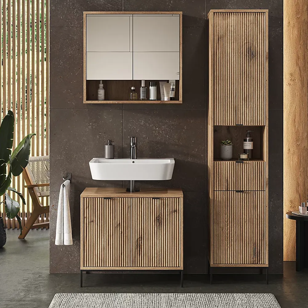 Vicco Armoire de salle de bain Chêne Viking 40x190cm avec porte et tiroir