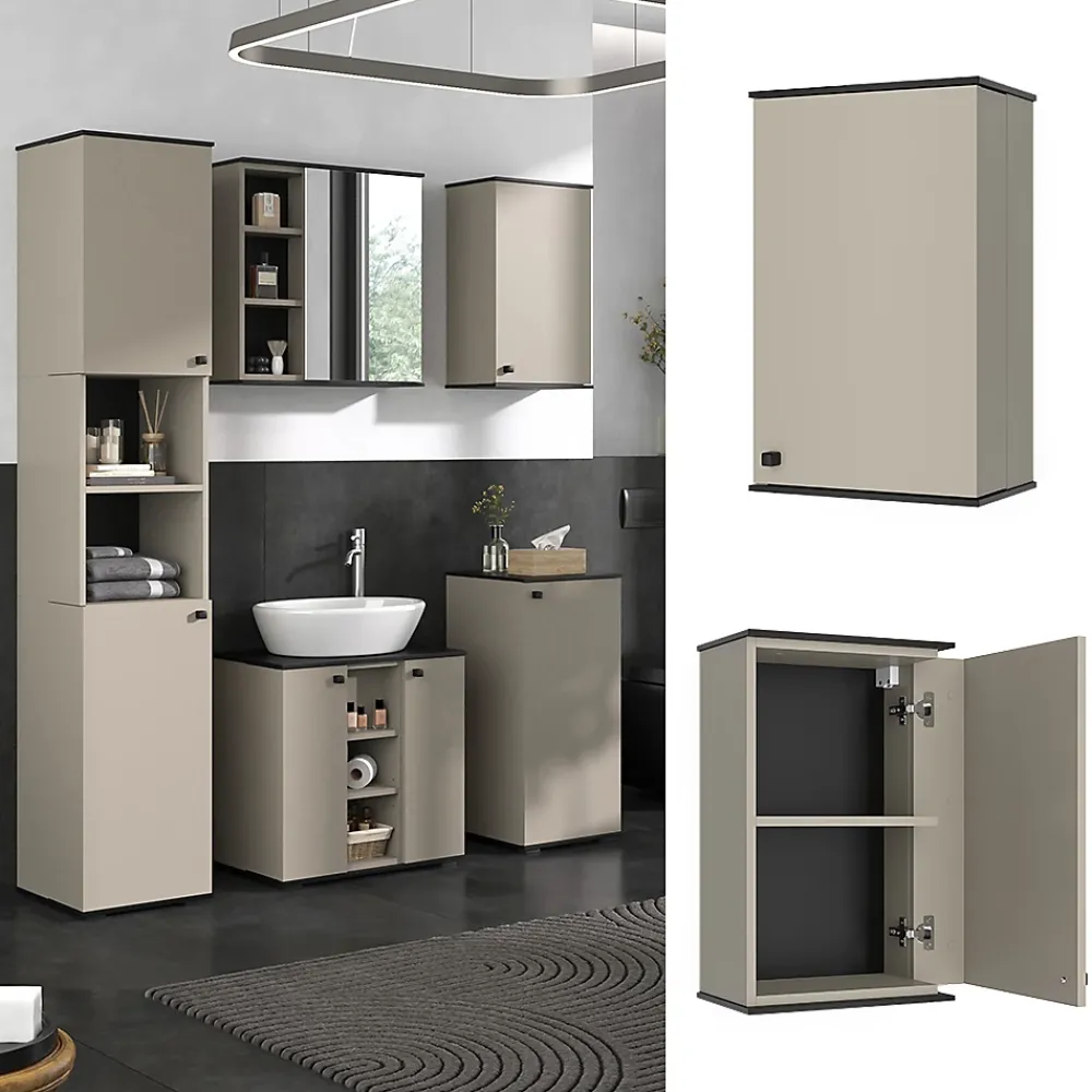 Armoire De Salle De Bains|Vicco Armoire de salle de bain Grège 37x60cm