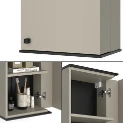 Armoire De Salle De Bains|Vicco Armoire de salle de bain Grège 37x60cm