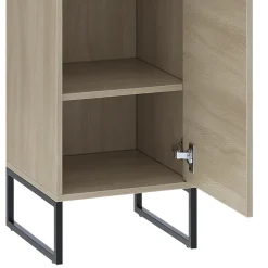 Colonne De Salle De Bains|Vicco Armoire de salle de bain Chêne/noir 36x185cm avec 2 portes