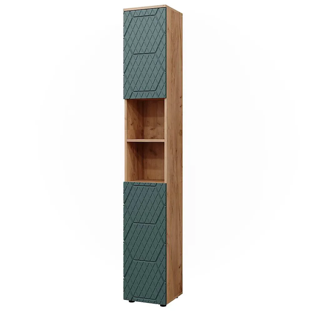 Colonne De Salle De Bains|Vicco Armoire de salle de bain Vert/force de lor Chêne 30x192cm
