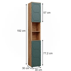 Colonne De Salle De Bains|Vicco Armoire de salle de bain Vert/force de lor Chêne 30x192cm