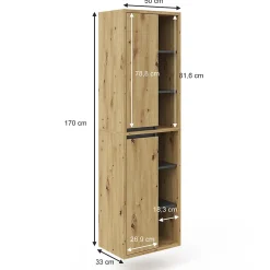 Vicco Armoire de salle de bain Chêne Artisan 50x170cm