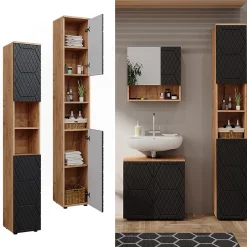 Colonne De Salle De Bains|Vicco Armoire de salle de bain Anthracite avec structure en nid dabeille 30x192cm