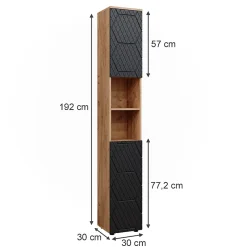 Colonne De Salle De Bains|Vicco Armoire de salle de bain Anthracite avec structure en nid dabeille 30x192cm