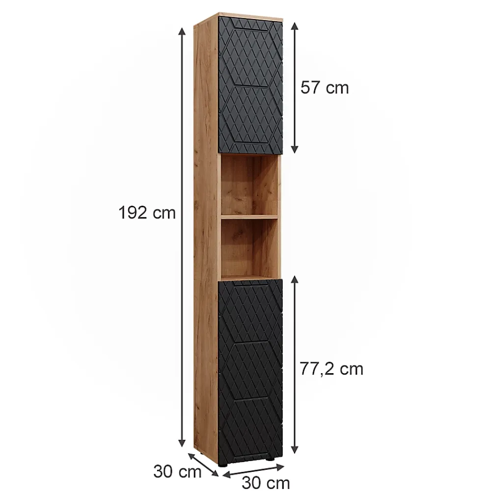 Colonne De Salle De Bains|Vicco Armoire de salle de bain Anthracite avec structure en nid dabeille 30x192cm