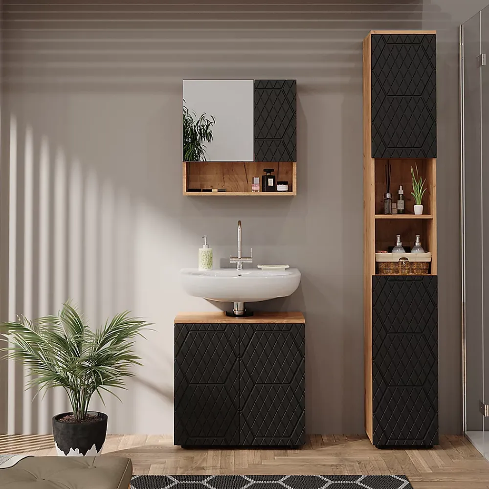 Colonne De Salle De Bains|Vicco Armoire de salle de bain Anthracite avec structure en nid dabeille 30x192cm