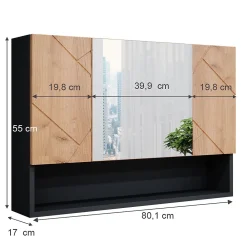 Armoire De Toilette|Vicco Armoire de toilette Chêne doré/anthracite 80.1x55cm