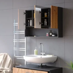 Armoire De Toilette|Vicco Armoire de toilette Chêne doré/anthracite 80.1x55cm