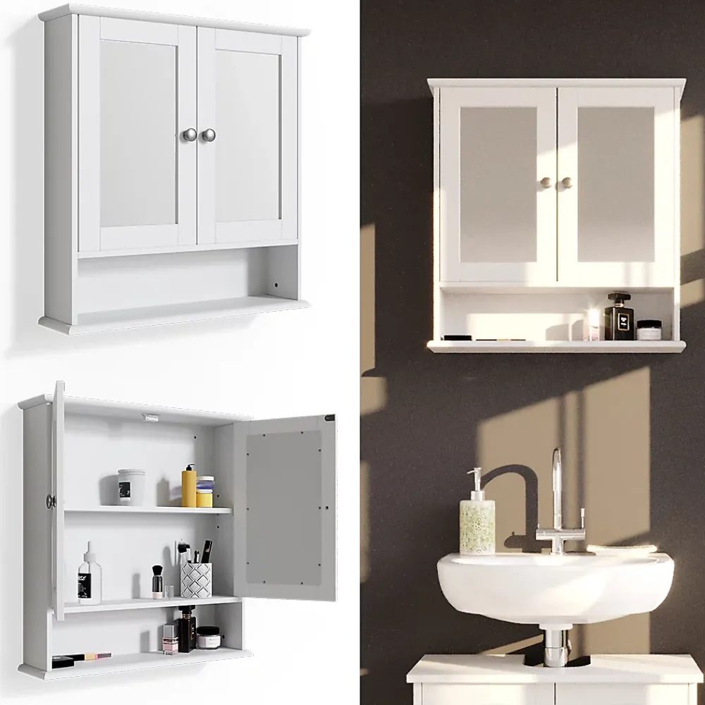Armoire De Toilette|Vicco Armoire de toilette Blanc 56x58cm