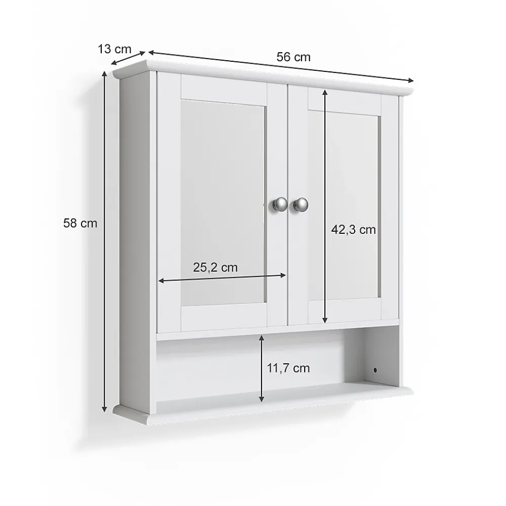 Armoire De Toilette|Vicco Armoire de toilette Blanc 56x58cm