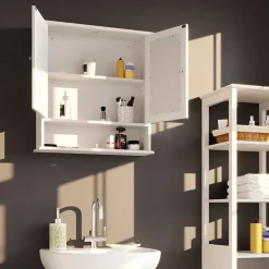 Armoire De Toilette|Vicco Armoire de toilette Blanc 56x58cm
