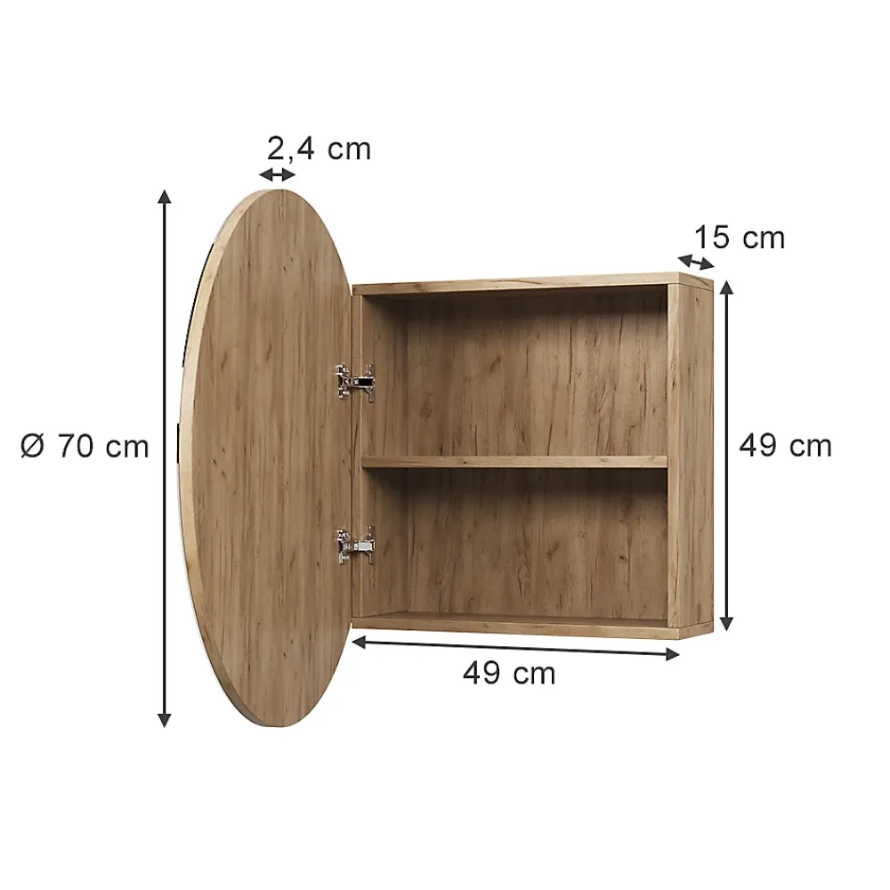 Vicco Armoire de toilette Chêne de force doré 70x70cm avec 2 compartiments