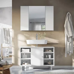 Armoire De Toilette|Vicco Armoire de toilette Blanc 80x59.2cm avec des étagères