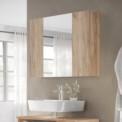 Vicco Armoire de toilette Chêne de force doré 80x59.2cm avec des étagères